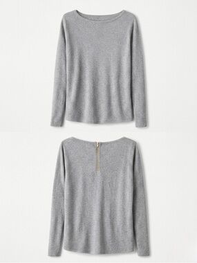 NWT Michael Kors Gray Boatneck Sweater Gold Back Zipper - Small